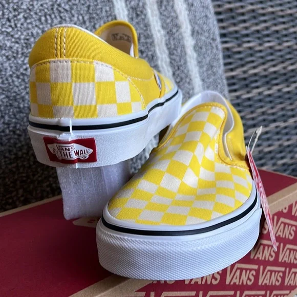 Vans Classic Slip-On Checkerboard Cyber Yellow True White Men’s - Picture 10 of 16
